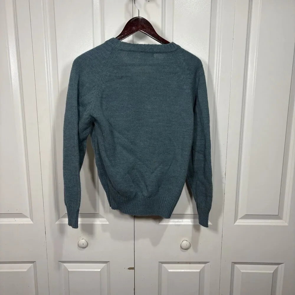 Vintage JCPenney Sweater Men S Teal V-Neck Acrylic Y2K Preppy Grandpa Core
